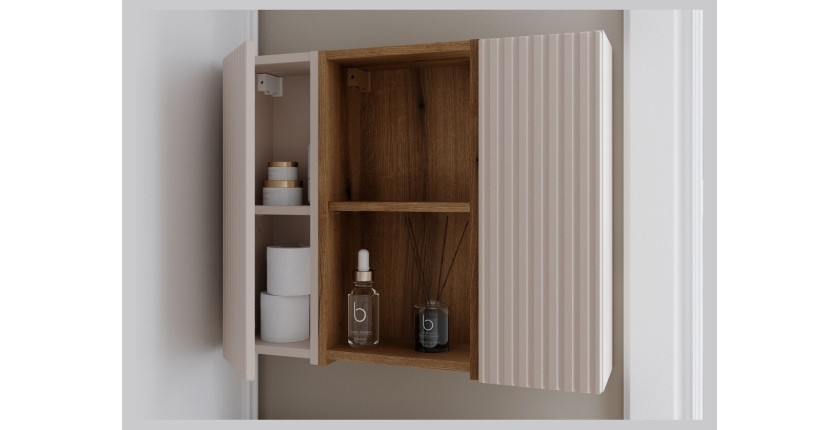 Meuble de rangement salle de bain VANO 57 cm chêne suspendu avec 2 niches