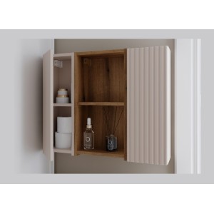 Meuble de rangement salle de bain VANO 57 cm chêne suspendu avec 2 niches