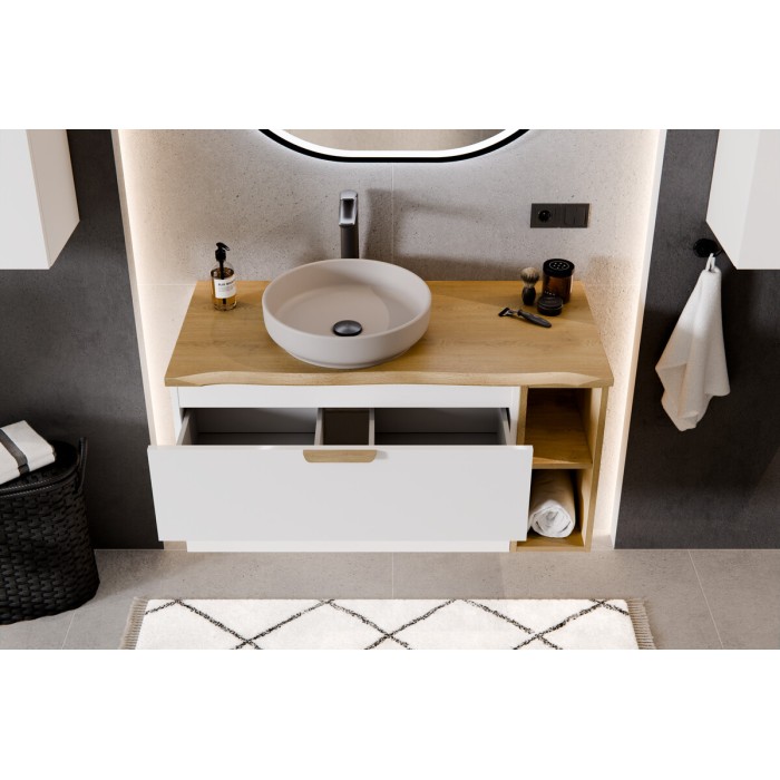 Mobile sottolavabo OSTER 80 cm bianco opaco sospeso con 2 cassetti