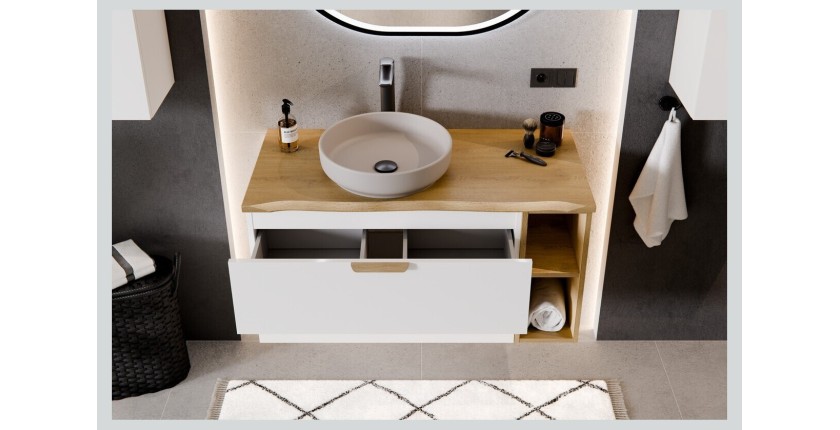 Meuble sous vasque OSTER 80 cm blanc mat suspendu avec 2 tiroirs