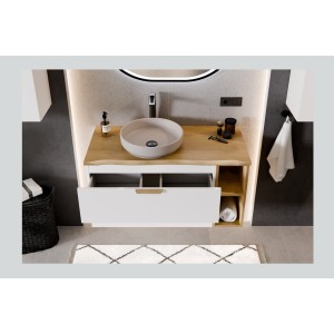 Meuble sous vasque OSTER 80 cm blanc mat suspendu avec 2 tiroirs