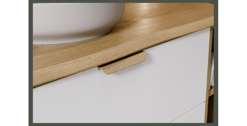 Meuble sous vasque OSTER 80 cm blanc mat suspendu avec 2 tiroirs