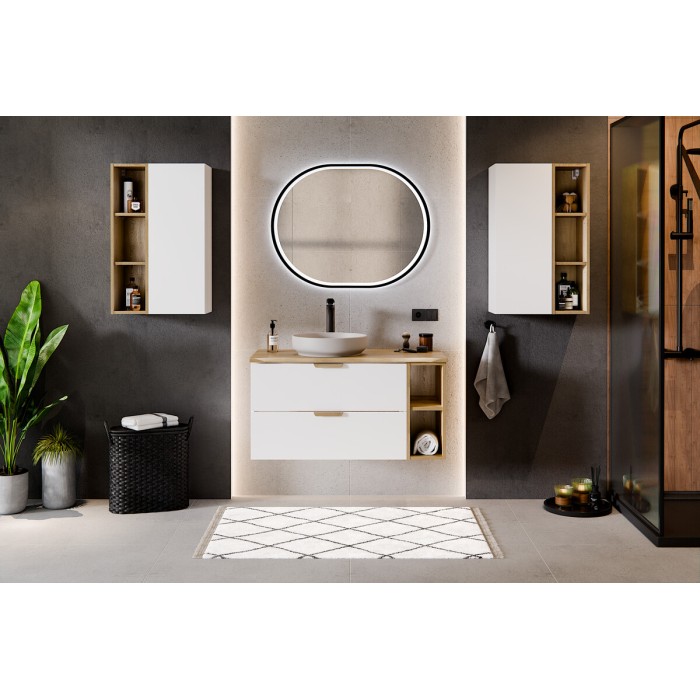Mobile sottolavabo OSTER 80 cm bianco opaco sospeso con 2 cassetti