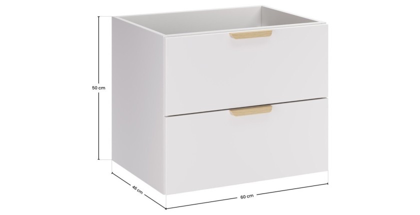 Meuble sous vasque OSTER 60 cm blanc mat suspendu avec 2 tiroirs