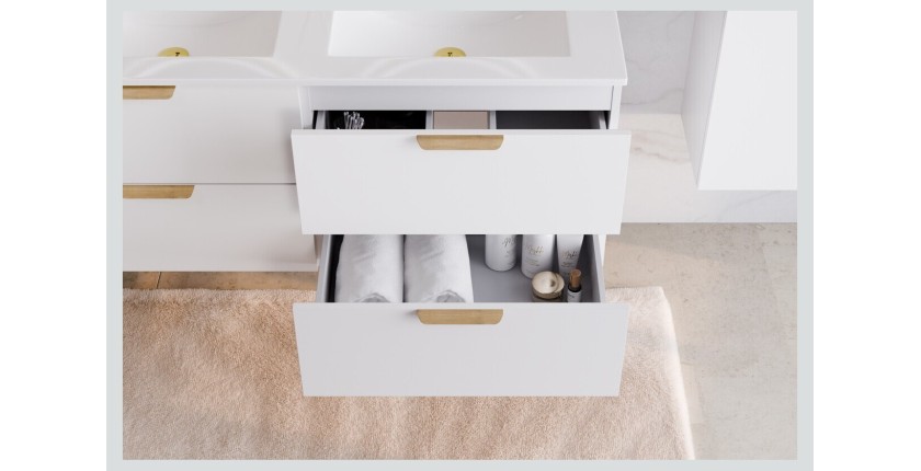 Meuble sous vasque OSTER 60 cm blanc mat suspendu avec 2 tiroirs