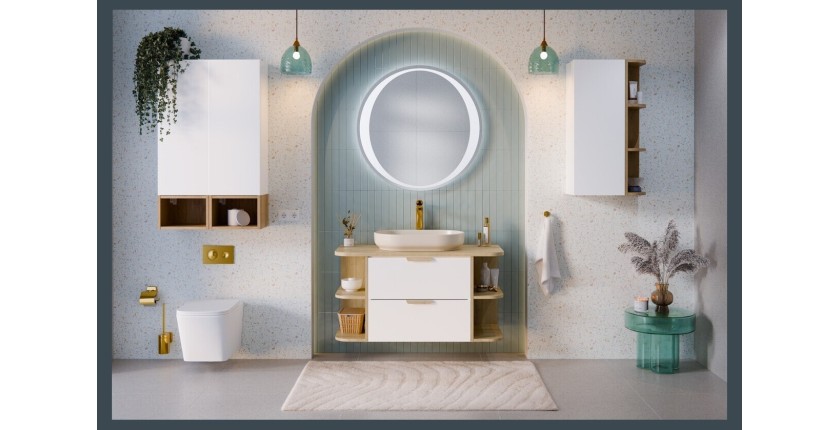 Meuble sous vasque OSTER 60 cm blanc mat suspendu avec 2 tiroirs