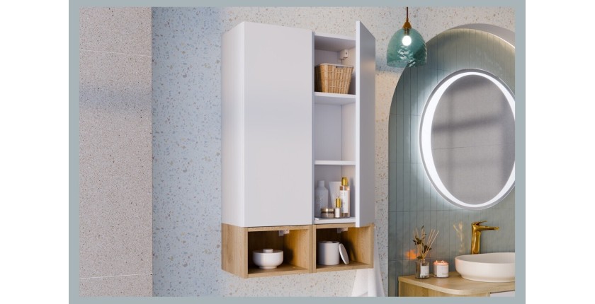 Demi colonne salle de bain OSTER 80 cm blanc mat 1 porte suspendue