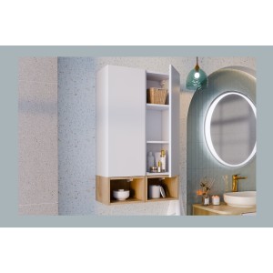 Demi colonne salle de bain OSTER 80 cm blanc mat 1 porte suspendue