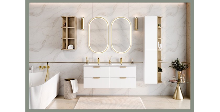 Demi colonne salle de bain OSTER 80 cm blanc mat 1 porte suspendue