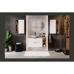 Demi colonne salle de bain OSTER 80 cm blanc mat 1 porte suspendue
