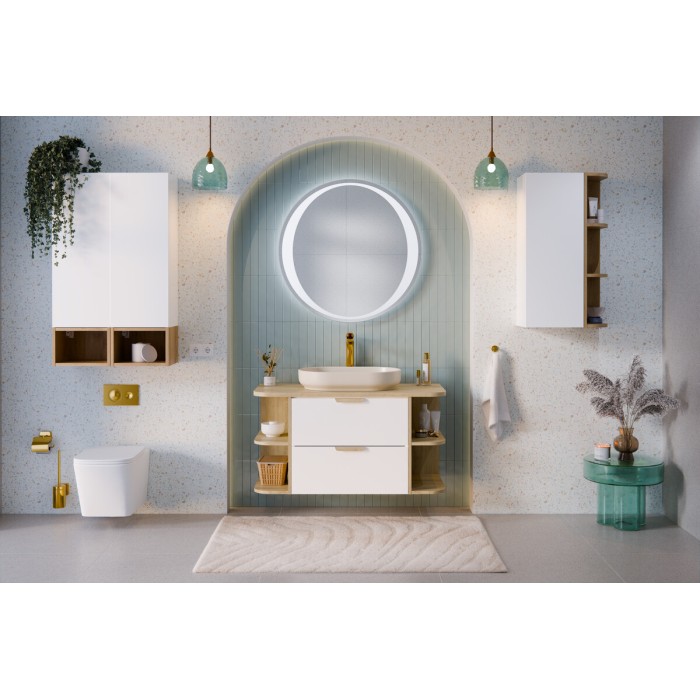 Half kolom badkamerkast OSTER 80 cm mat wit 1 hangende deur