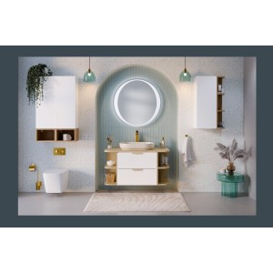 Demi colonne salle de bain OSTER 80 cm blanc mat 1 porte suspendue