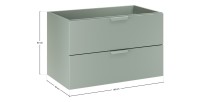Meuble sous vasque OSTER 80 cm vert sauge suspendu avec 2 tiroirs