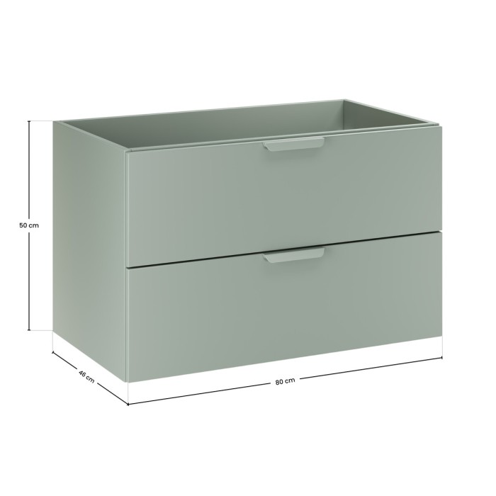 Mobile sottolavabo OSTER 80 cm verde salvia sospeso con 2 cassetti