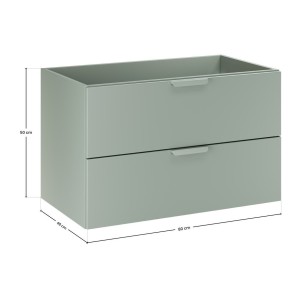 Meuble sous vasque OSTER 80 cm vert sauge suspendu avec 2 tiroirs