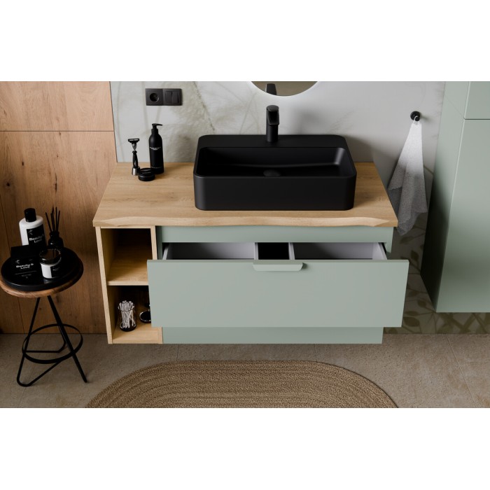 Mobile sottolavabo OSTER 80 cm verde salvia sospeso con 2 cassetti