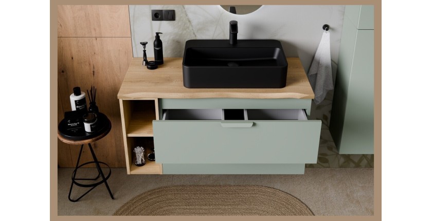 Meuble sous vasque OSTER 80 cm vert sauge suspendu avec 2 tiroirs