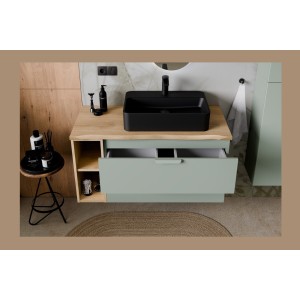 Meuble sous vasque OSTER 80 cm vert sauge suspendu avec 2 tiroirs