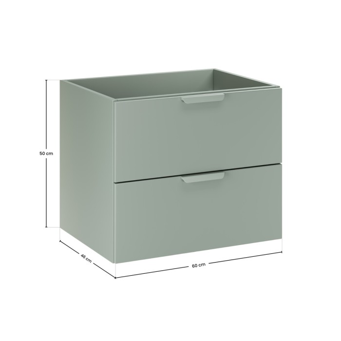 Mobile sottolavabo OSTER 60 cm verde salvia sospeso con 2 cassetti