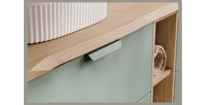 Meuble sous vasque OSTER 60 cm vert sauge suspendu avec 2 tiroirs