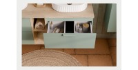 Meuble sous vasque OSTER 60 cm vert sauge suspendu avec 2 tiroirs