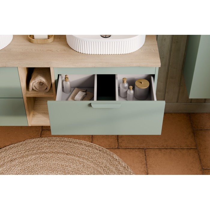 Mobile sottolavabo OSTER 60 cm verde salvia sospeso con 2 cassetti