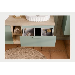 Meuble sous vasque OSTER 60 cm vert sauge suspendu avec 2 tiroirs