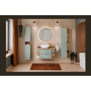 Meuble sous vasque OSTER 60 cm vert sauge suspendu avec 2 tiroirs