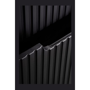 Ensemble VANO 60cm : meuble sous vasque à tiroirs + plan pour vasque aspect chêne + vasque à poser noir mat rainurée