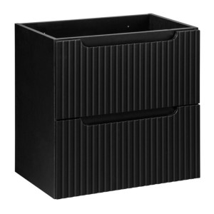 Ensemble de salle de bain VANO 60cm : meuble sous vasque à tiroirs rainuré verticalement + plan pour vasque aspect chêne