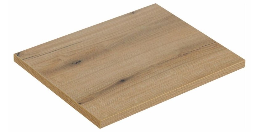 Ensemble de salle de bain VANO 60cm : meuble sous vasque à placards rainuré verticalement + plan pour vasque aspect chêne