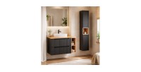 Ensemble VANO 130cm : meubles sous vasque avec niches visibles à tiroirs + plan pour vasque + vasque à poser + colonne