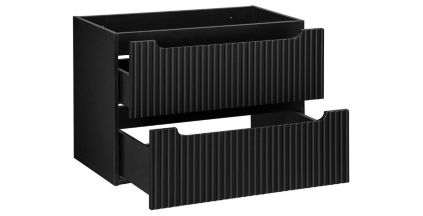 Ensemble VANO 110cm : meuble sous vasque à tiroirs + plan pour vasque + vasque à poser rainurée blanche + colonne