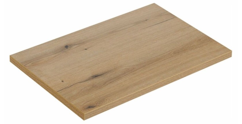 Ensemble de salle de bain VANO 80cm : meuble sous vasque à tiroirs noir mat rainuré + plan pour vasque aspect chêne clair