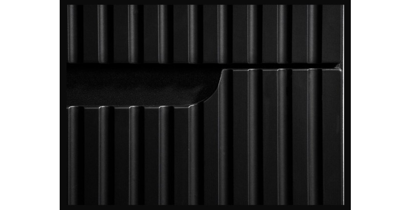 Ensemble de salle de bain VANO 80cm : meuble sous vasque à tiroirs noir mat rainuré + plan pour vasque aspect chêne clair