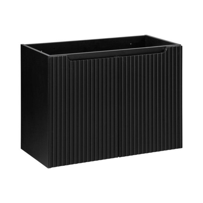 Meuble sous vasque à placards rainuré noir mat VANO 80cm