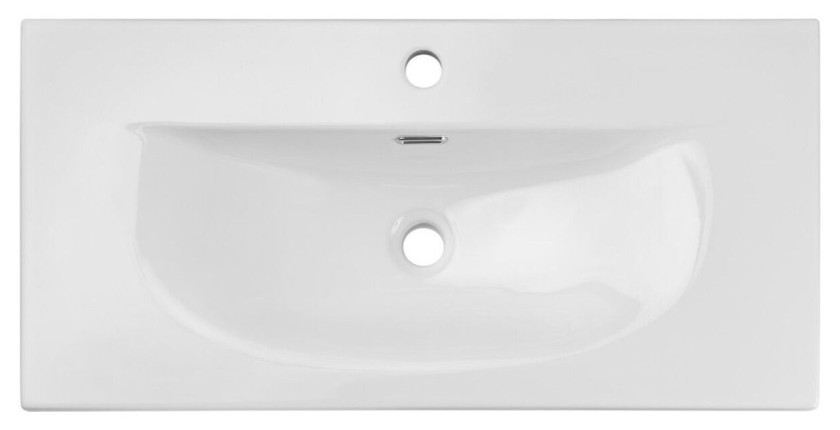 Ensemble de salle de bain VANO 80cm : meuble sous vasque à tiroirs rainuré verticalement + vasque encastrée blanche
