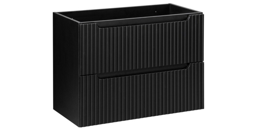 Ensemble de salle de bain VANO 80cm : meuble sous vasque à tiroirs rainuré verticalement + vasque encastrée blanche