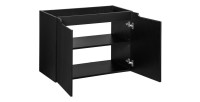 Meuble sous vasque à placards rainuré noir mat VANO 80cm ouvert