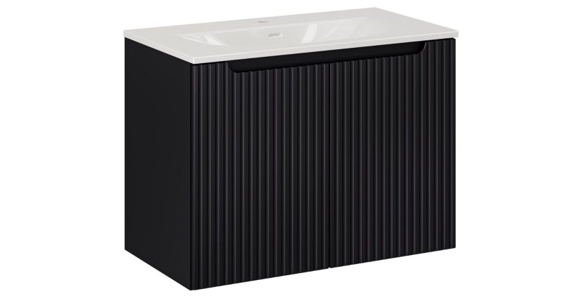 Ensemble VANO 80cm : meuble sous vasque 2 portes et vasque encastrée blanche