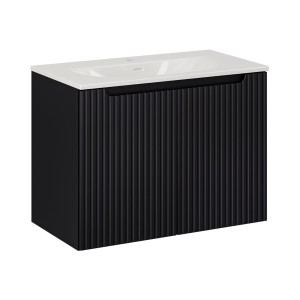 Ensemble VANO 80cm : meuble sous vasque 2 portes et vasque encastrée blanche