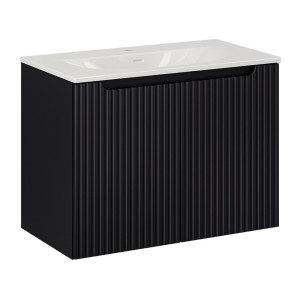 Ensemble VANO 80cm : meuble sous vasque 2 portes et vasque encastrée blanche