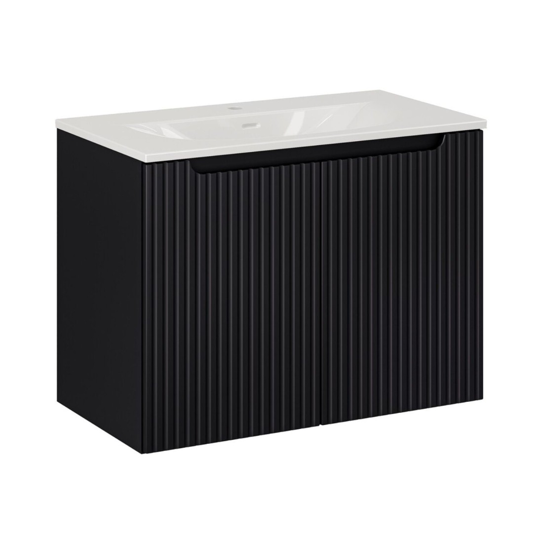 Ensemble VANO 80cm : meuble sous vasque 2 portes et vasque encastrée blanche