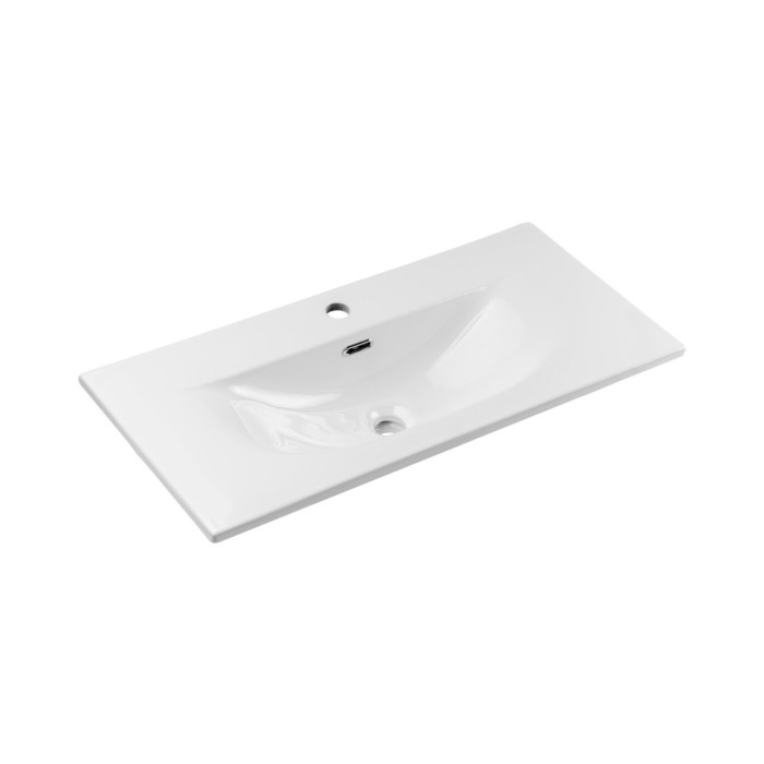Badezimmer-Set VANO 80cm: Unterschrank mit vertikal gerillten Schranktüren + eingelassenes weißes Waschbecken