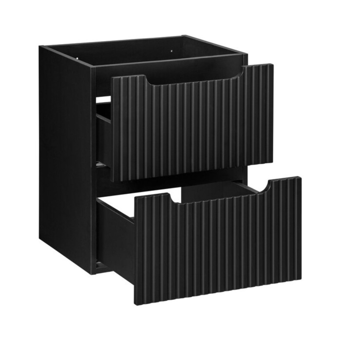 Conjunto VANO 50cm: mueble bajo lavabo con cajones + encimera para lavabo negro mate + lavabo sobre encimera rectangular blanco
