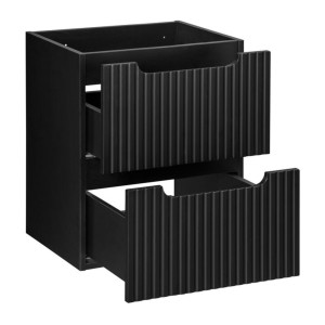 Meuble sous vasque à tiroirs rainuré noir mat VANO 50cm ouvert