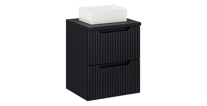 Ensemble VANO : meuble sous vasque à tiroirs, plan pour vasque et vasque à poser rectangulaire