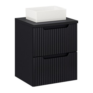 Ensemble VANO : meuble sous vasque à tiroirs, plan pour vasque et vasque à poser rectangulaire