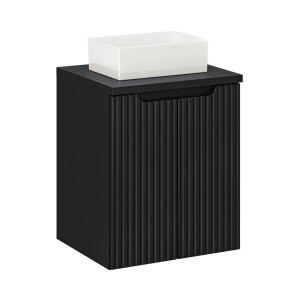 Ensemble VANO 50cm : meuble sous vasque 2 portes, plan pour vasque et vasque à poser rectangulaire