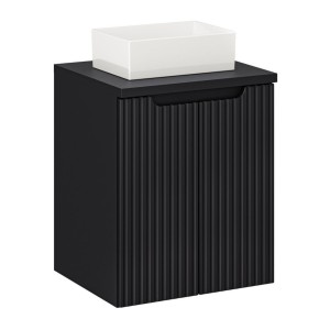 Ensemble VANO 50cm : meuble sous vasque 2 portes, plan pour vasque et vasque à poser rectangulaire